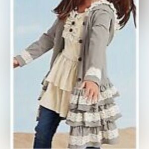 Mustard Pie Ruffle Girls Cotton Jacket 10